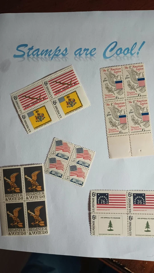 USA mint stamp block  Patriotic Mix !  5 Different Blocks Scott 1354 and more - Image 1 of 1