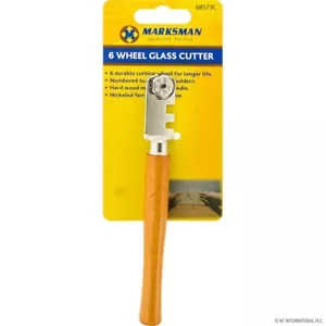 Glass Cutter 6 Wheel Top Quality Mirror Tile Windows Glass Cutter Wooden Handle - Picture 1 of 2