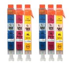 6 farbige Tintenpatronen als Ersatz für Canon CLI-551 (C/M/Y) kompatibel für Drucker