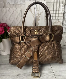 Beautiful MARC JACOBS Quilted Leather Bronze Bruna Belted Tote Satchel Bag - Picture 1 of 16