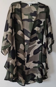 Damen Camouflage Staubmantel Strickjacke 1X Camouflage Chiffon Freizeit Übergröße - Bild 1 von 9