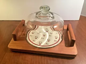 Goodwood Käsebrett aus echtem Teakholz & Fliesen mit Glaskuppel & Griffen - Bild 1 von 7