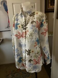 TOMMY BAHAMA FLORAL LINEN Button BLOUSE Tommy Bahama Buttons, M