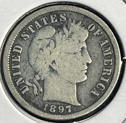 1897-S Barber Dime - Great Looking, Rare Coin - Free Shipping  - P2-7 Cover