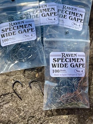 Raven Specimen Wide Gap / Gape Hooks, Size #4, Box of 100