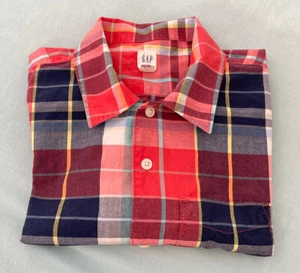 GAP KIDS Shirt Tartan Sz L Large 12 Blue & Red On-trend Button Up Collared Top - Picture 1 of 12