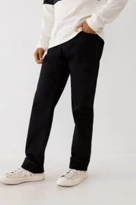 True Religion Ricky Flap Relaxed Straight Jeans Men's W32 L33 Rinse Black 105657 - Picture 1 of 9