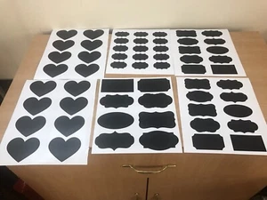 12 Pages Black CHALKBOARD LABELS Peel and Stick - Picture 1 of 5
