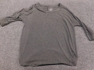 Sonoma Womens blouse Large Gray striped pullover long sleeve - Picture 1 of 15