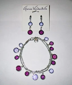 Lotto gioielli anni 70 designer GLORIA VANDERBILT - ORECCHINI PENDENTI BRACCIALE CRISTALLO - Foto 1 di 4