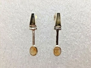 Pendientes de citrino de plata de ley de .925 1/4" x 1 1/4" de largo - Imagen 1 de 6