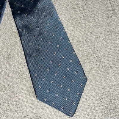 Corbata de vestir Equestrian Firenze para hombre talla 58” 3,5” azul punteado seda negocios Foto 1 de 4