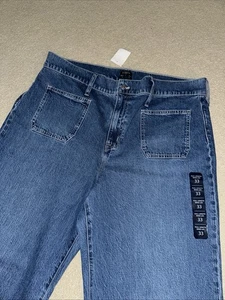 Jeans J Crew Curvy Largo Completo Pierna Ancha 33W Color Medio Denim Parche Bolsillo Nuevos con Etiquetas - Imagen 1 de 9