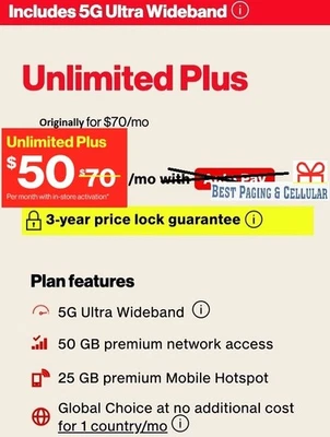 Verizon Prepaid SIM 1st month included $35/$45/$60/$70 *$10 off Unlimited plans* - Image 1 of 4