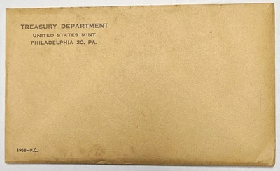 1958 U.S Mint Silver Proof Set Unopened / Sealed Envelope OGP - Image 1 of 2