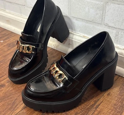 Mocasines Steve Madden Gruesos Plataforma Talla 6 Bloque Tacón Cadena Años 90 Gótico Y2K Grunge Foto 1 de 4