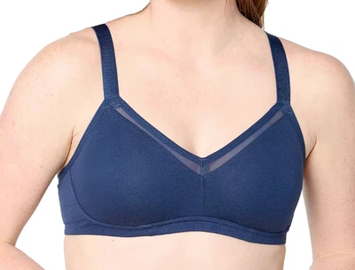 Cuddl Duds~Cotton Core Mesh Trimmed Bralette~XL~Navy~A640971~No Padding 11804 - Image 1 of 2