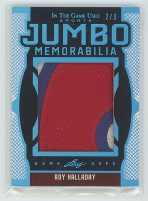 2024 Leaf In The Game Used Jumbo Patch Platinum Blue Holo JM-45 Roy Halladay /3 - Image 1 of 2