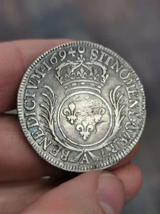 Louis XIV 1/2 Taler mit Palmen 1694 in Paris. Reformiert. - Bild 1 von 2