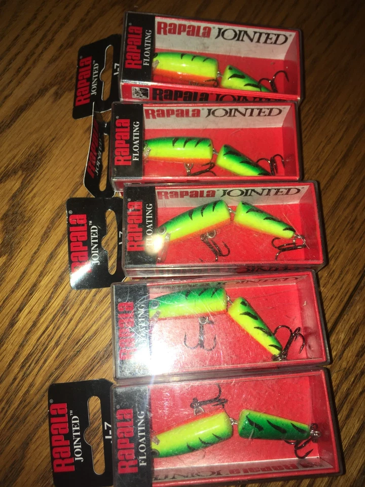 RAPALA JOINTED 07's==5 FIRETIGER COLORED FISHING LUREs - Image 1 of 1