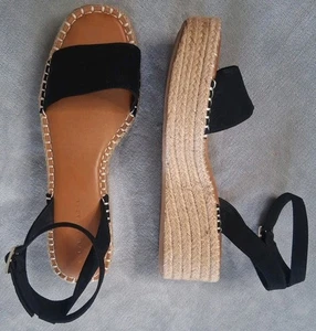 Kelly Katie Damen-Plateausandalen schwarz Faydrena Riemen Espadrille Keilabsatz 10M - Bild 1 von 17