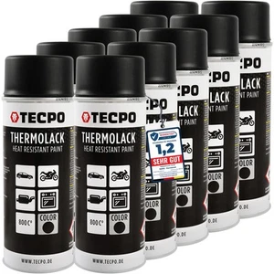 TECPO AUSPUFFLACK 800°C THERMOLACK 10x400ml OFENLACK HITZEBESTÄNDIG SCHWARZ MATT - Bild 1 von 4