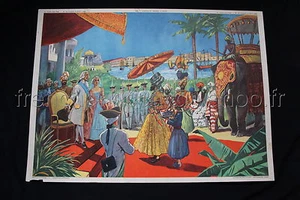 B898 Affiche scolaire DUPLEIX en INDE Transports au XVIII siècle poster ecole - Picture 1 of 1