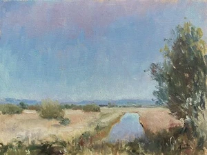 Original art oil painting Impressionist Kent English landscape. - Picture 1 of 4