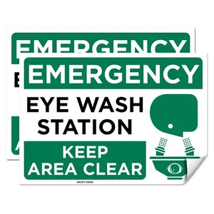 (Set of 2) Emergency Eye Wash Station Sign - 10" x 7" - Durable Self Adhesive... - Picture 1 of 7