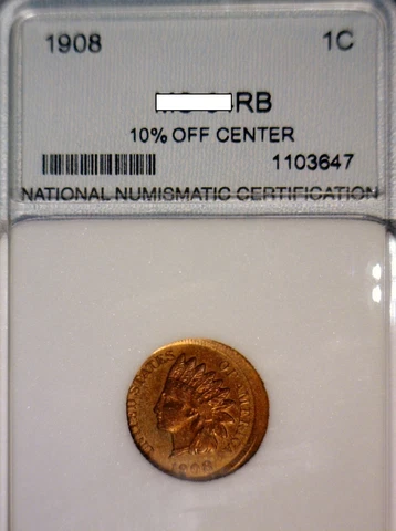 1908 ERROR CH BU Off Center Indian Head Cent Coin NICE EARLY O/C  FREE SHIP Cover