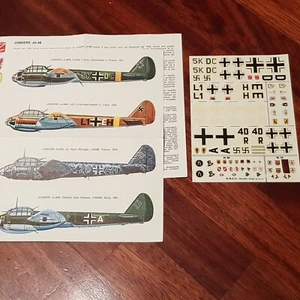 1/72 DECALS ESCI: LUFTWAFFE WWII JUNKERS JU-88 / JU-188 - Foto 1 di 1