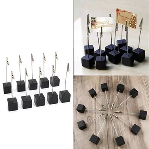 12PCS Card Holder Cube Pine Decorative Table Number Stand Memo Clip Holder - Picture 1 of 12