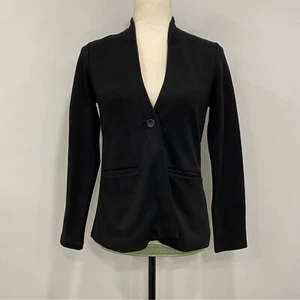 EILEEN FISHER PP Black Ponte Knit Single Button Blazer Stretch Office Siren Corp - Picture 1 of 16