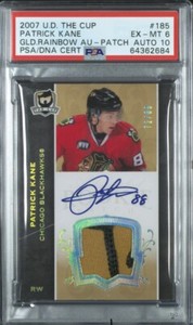 2007 UD The Cup #185 Patrick Kane Rookie Auto Patch Gold 88 PSA/DNA 6/10 POP 1
