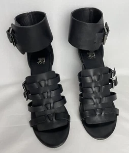 Joe's Jeans Open toe Heel in black Leather size 9 M - Picture 1 of 7