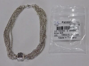 PANDORA Sterling Silver Multi Strand Mesh Bracelet Clip 591701-19 7.5 w/Bag NEW! - Picture 1 of 9