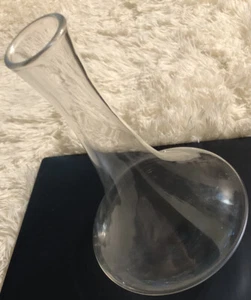 Vintage Glass Wine Decanter Tilted Areator 10” Tall Clear Glass Pitcher MCM - Picture 1 of 3