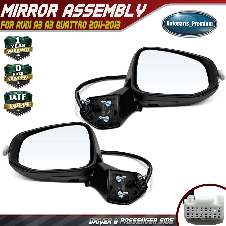 Espejo retrovisor térmico eléctrico cebado para conductor y pasajero para Audi A3 A3 Quattro 2011-2013 Foto 1 de 4