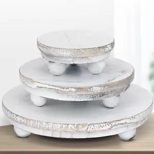 3-Piece Wooden Risers - round Pedestals, Rustic Farmhouse Style, Tiered Trays fo - Picture 1 of 12