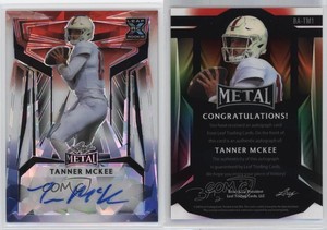 2023 Leaf Metal Red White & Blue Crystals /2 Tanner McKee #BA-TM1 Rookie Auto RC