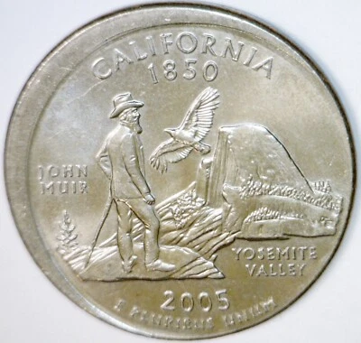 2005d ERROR OFF CENTER CALIFORNIA State Quarter BU + Coin NICE O/C LOT #3  NR - Image 1 of 4