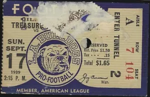 Rare 1939 Los Angeles Bulldogs American Pro Football League Ticket Stub - Bild 1 von 2