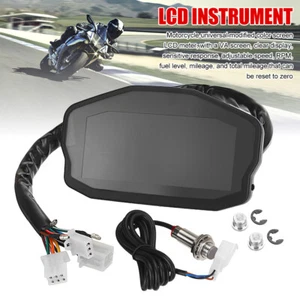 Motorcycle Universal LCD Digital Speedometer Odometer Motorbike Tachometer Gauge - Picture 1 of 12