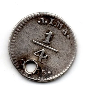 PERU  Lima 1/4 Real 1855 1/1 on value  Alpaca scarce coin   KM# 143.1 - Picture 1 of 2