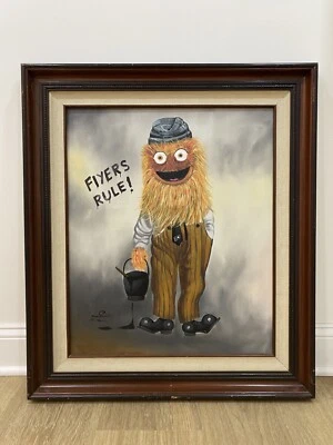 Gritty Philadelphia Flyers переработанная картина маслом винтажное искусство Майк Моррис - Изображение 1 из 4