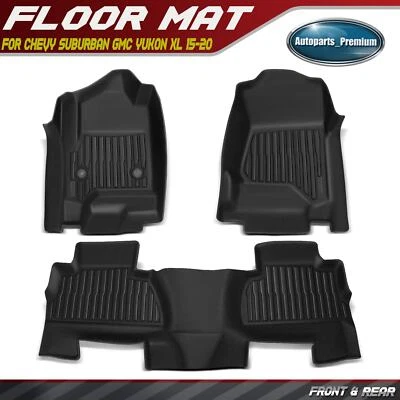 3Pcs Front & Rear Black Floor Mats Liners for Chevy Suburban GMC Yukon XL 15-20 - Image 1 of 4
