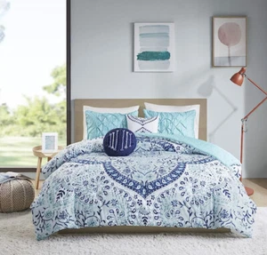 Intelligent Design Natalia Reversible 4-Pc Twin/XL Duvet Cover Set, Green/Blue👍 - Picture 1 of 12