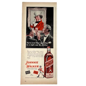 Johnnie Walker Red Scotch Whisky 1943 VTG LIFE PRINT AD Night Cap Toast Tuxedo - Picture 1 of 2