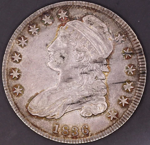 1836 Capped Bust Half Dollar Lettered Edge O-102 - AU Cover