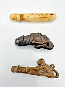 Estate Lot Phallic Penis Shaped Beads/Pendants Brass, Bone & Wood - Picture 1 of 13